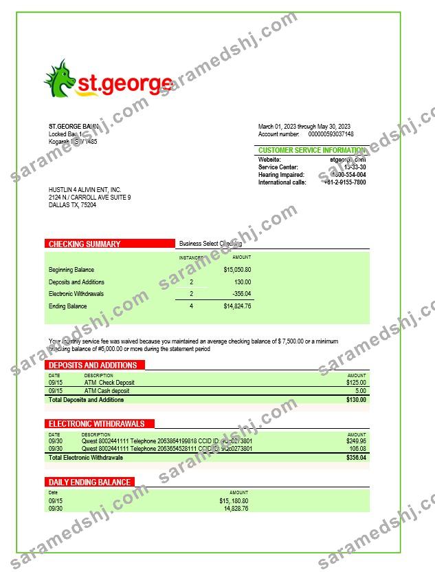 St. George Bank organization statement Word and PDF template